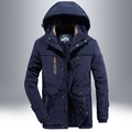 Herren Winterparka in Dunkelblau mit warmem Fleece-Futter und Bruststickerei - M / Blau