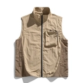Chaleco de senderismo outdoor en caqui y marrón con bolsillos y cuello alto - M / Caqui