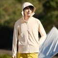Men's outdoor ice silk sun protection jacket in beige with hood and thumb holes - M / Light White Tea (Men)