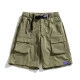 Pantalón corto cargo verde militar con bolsillos grandes y cinturón ajustable integrado - S / Verde Militar
