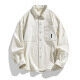 Sobrecamisa beige de pana con manga larga, bolsillo en el pecho y botones - M / Blanco Roto