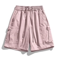 Pantaloncini cargo casual in lilla pastello con coulisse e tasche laterali a soffietto - M / Rosa Loto