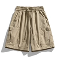 Pantaloncini cargo kaki da uomo con coulisse elastica in vita e grandi tasche laterali - M / Cachi