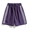 Men's deep purple outdoor sports shorts with classic triple side stripes and elastic waist - M / Wilderness Purple