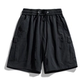 Pantaloncini cargo neri estivi da uomo con coulisse elastica e ampie tasche laterali - M / Nero Crepuscolo