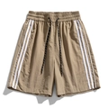 Herren Khaki Eisseide Outdoor-Shorts mit Kordelzug und weißen Seitenstreifen - M / Khaki