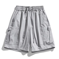 Pantaloncini cargo grigio chiaro da uomo con coulisse elastica e design multitasche - M / Grigio Parigi