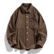 Sobrecamisa de pana marrón oscuro para hombre, estilo holgado con bolsillo en el pecho - M / café