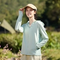 Light green hooded sun protection jacket with breathable ice silk fabric and thumb holes - M / Ice Point Green (Women)