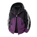 Sportjack met capuchon in zwart en paars met witte strepen en verstelbaar trekkoord - M / Violet