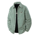 Camicia da uomo a maniche lunghe in denim jacquard con motivo a spina di pesce verde - M / Verde Turchese