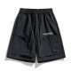 Water-repellent black cargo shorts with adjustable drawstring waist and white logo print - M / Dusk Black