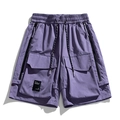 Pantalones cortos tipo cargo morados con cordón y bolsillos con cremallera funcional - M / Púrpura Salvaje