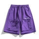 Summer purple cargo shorts with elastic drawstring waist and side flap pockets - M / Wilderness Purple