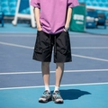 Men's black urban cargo shorts with large pockets and long drawstrings in stylish 2025 design - M / Dusk Black