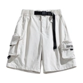 Pantalones cortos cargo marfil resistentes al agua con cintura elástica y hebilla - L / Blanco Roto