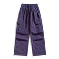 Casual purple cargo pants with elastic waist and drawstring for outdoor sports - M / Wilderness Purple