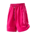 Outdoor-Sportshorts in leuchtendem Rosarot mit Kordelzug und seitlichen Reißverschlüssen - M / Drachenfrucht-Pink