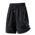 Schwarze Ice Silk Sportshorts für Herren mit weißen Streifen und Reißverschluss - M / Abendschwarz