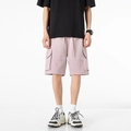 Pantalones cortos cargo de verano para hombre en rosa con grandes bolsillos laterales - M / Rosa Loto