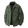 Olive green corduroy jacket for men with lapel collar and metal button pockets - M / Army Green