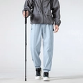 Men's light blue hiking pants with elastic drawstring waist for outdoor camping - M / Flint Blue