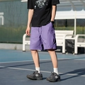 Purple multi-pocket cargo shorts for men with adjustable drawstring and relaxed fit - M / Wilderness Purple