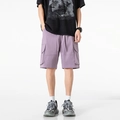 Short cargo violet pour homme avec taille à cordon et grandes poches latérales à rabat - M / Violet Sauvage