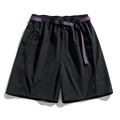 Men's black cargo shorts with purple woven nylon belt and quick-release buckle - M / Dusk Black