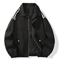 Chaqueta cortavientos negra para hombre con rayas blancas y puños elásticos - M / Negro