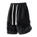 Pantalones cortos cargo negros para hombre con bolsillos grandes y cordón blanco - EU 29 / Negro Denim
