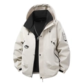 Outdoor mountain hiking jacket in cream white with black contrast lining and 3D fit - Off White