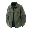 Men's casual corduroy jacket in army green with chest pockets and classic button closure - M / Army Green