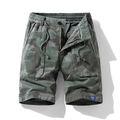 Pantaloncini cargo mimetici da uomo con grandi tasche e coulisse in vita color verde militare - EU 28 / grigio scuro