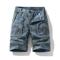 Pantaloncini cargo mimetici blu da uomo con coulisse e grandi tasche pratiche - EU 28 / Blu scuro