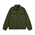Giacca di velluto a coste verde militare da uomo con tasche cargo retrò e bottoni a pressione - M / Verde Militare