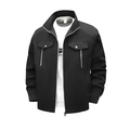 Herren Utility-Jacke in Schwarz mit Stehkragen, mehreren Taschen und Rippbündchen - M / Schwarz