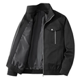 Men's black casual flight jacket with stand collar and zipper pocket detail - M / Black