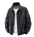Men's casual black standing collar jacket with waterproof windbreaker fabric - M / Black
