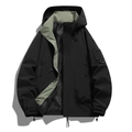Heren outdoor windjack in zwart met grijsgroene voering en capuchon details sport - S / Zwart