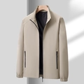 Chaqueta casual para hombre caqui claro con cuello alto, cremalleras negras y puños elásticos - M / Caqui