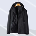 Waterproof black hooded outdoor jacket for men and women with windproof zipper and pockets - S / Black