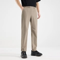 Men's ice silk straight leg pants in khaki color with elastic waist for daily wear - M / Mocha