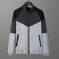 Veste de sport décontractée pour homme avec design tricolore et col montant - M / Gris