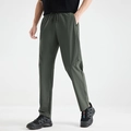 Men's ice silk straight-leg sports pants in dark olive green with elastic drawstring waist - M / Mist Green
