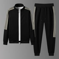 Herren-Trainingsanzug Set aus schwarzer Reißverschlussjacke und Jogginghose mit Streifen - M / Schwarz