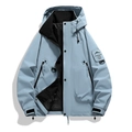 Light blue outdoor windbreaker jacket with hooded design and adjustable cuffs - S / Quiet Blue