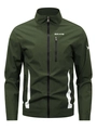 Functionele outdoorjas voor heren in legergroen met ritssluiting en opstaande kraag - S / Groen