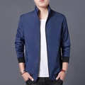 Chaqueta casual azul marino para hombre con cuello alto y puños acanalados - M / Azul oscuro