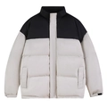 Veste matelassée d'hiver avec col montant en noir et gris clair bicolore chic - S / Blanc Cassé